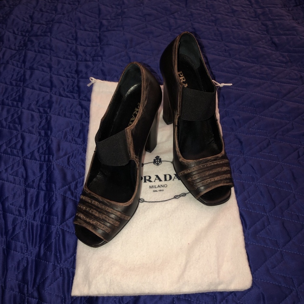 Black/rustic PRADA heels